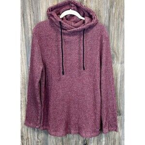 Buckle BKE OUTPOST MAKERS Men's L Textured Knit Hooded Pullover Sweater Maroon